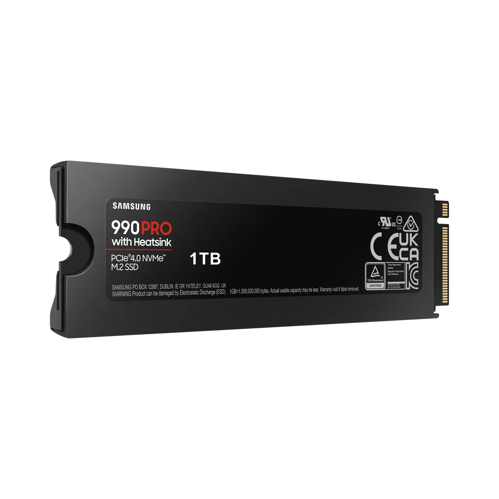 GUNMANSA SAMSUNG MZ-V9P1T0CW 990 PRO 1 TB NVMe SSD W/Heatsink - Read Speed up to 7450 MB/s; Write Speed to up 6900 MB/s; Random Read up t