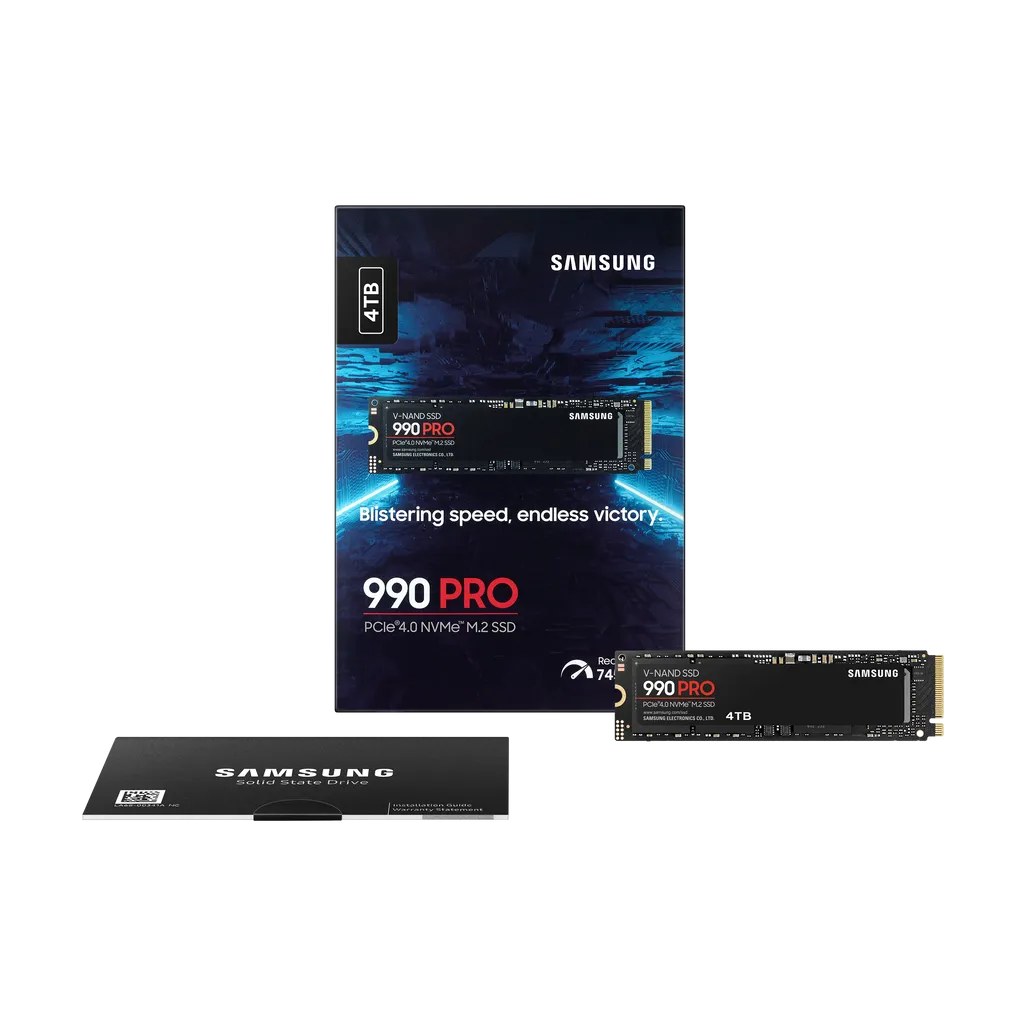 GUNMANSA SAMSUNG MZ-V9P4T0BW 990 PRO 4 TB NVMe SSD - Read Speed up to 7450 MB/s; Write Speed to up 6900 MB/s; Random Read up to 1400000 I