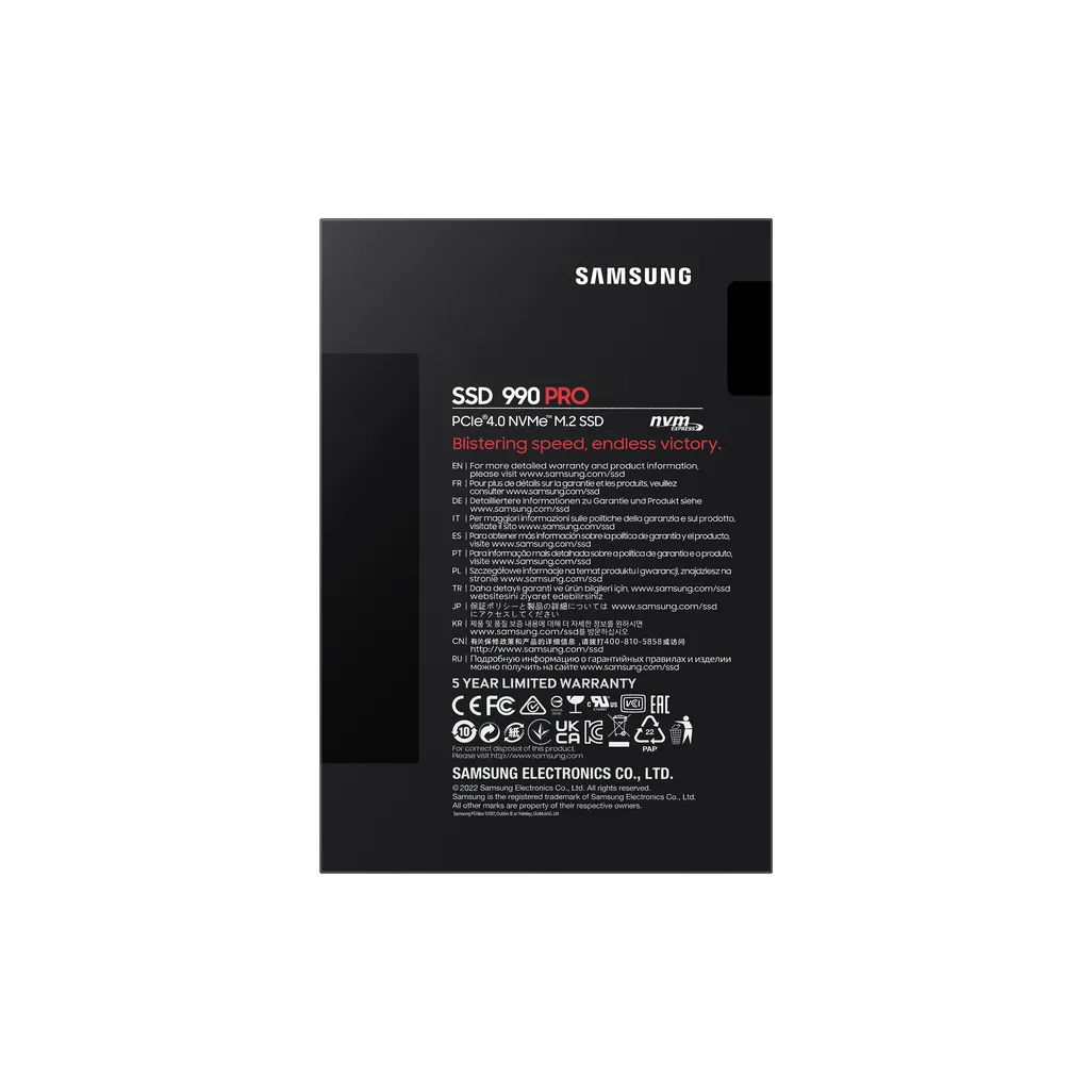 GUNMANSA SAMSUNG MZ-V9P4T0BW 990 PRO 4 TB NVMe SSD - Read Speed up to 7450 MB/s; Write Speed to up 6900 MB/s; Random Read up to 1400000 I