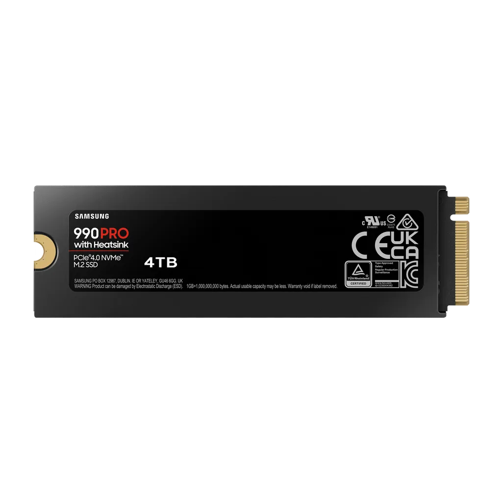 GUNMANSA SAMSUNG MZ-V9P4T0CW 990 PRO 4 TB NVMe SSD W/Heatsink - Read Speed up to 7450 MB/s; Write Speed to up 6900 MB/s; Random Read up t