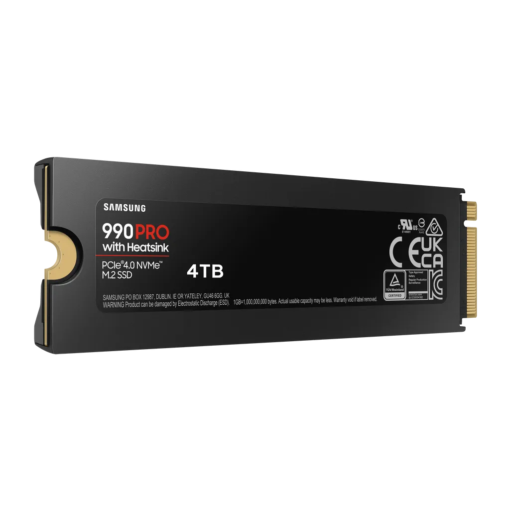 GUNMANSA SAMSUNG MZ-V9P4T0CW 990 PRO 4 TB NVMe SSD W/Heatsink - Read Speed up to 7450 MB/s; Write Speed to up 6900 MB/s; Random Read up t