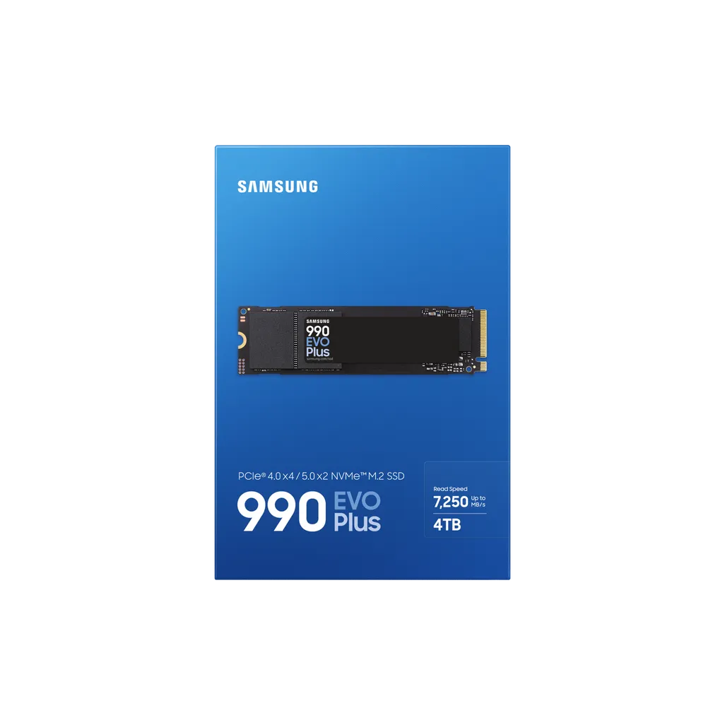 GUNMANSA SAMSUNG MZ-V9S4T0BW 990 EVO Plus 4TB NVMe SSD - Read Speed up to 7250 MB/s; Write Speed to up 6300 MB/s; Random Read up to 1 050