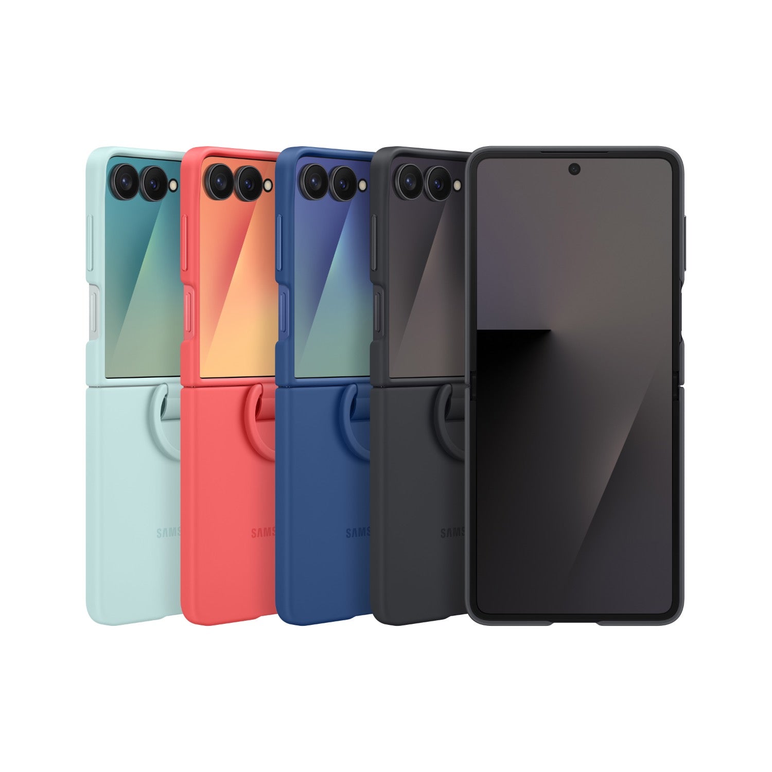 GUNMANSA Samsung Silicone Cover With Ring - Samsung Galaxy Z Flip7 - Black