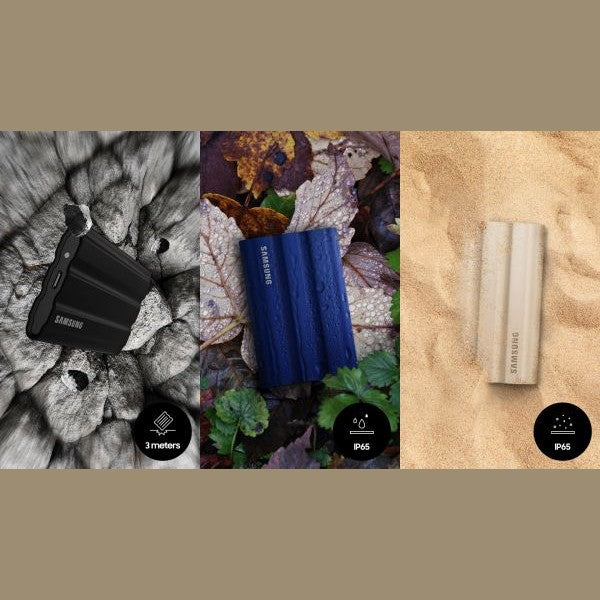 GUNMANSA Samsung T7 Shield Portable SSD 4 TB; Transfer speed up to 1050 MB/s; USB 3.2 (Gen2, 10Gbps) backwards compatible, AES 256-bit hardware encryption Colour: Black