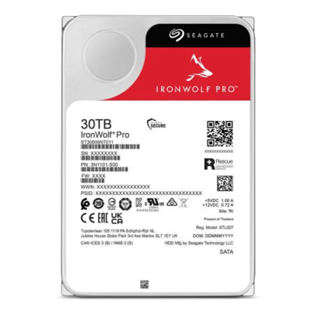 GUNMANSA Seagate IronWolf Pro ST30000NT011, 30 TB, 7200 RPM, 512 MB, 3.5", Serial ATA III