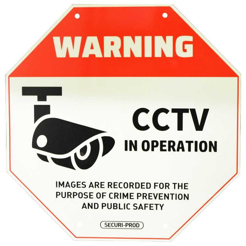 GUNMANSA Securi-Prod CCTV Sign Luminous Large 325 x 325mm