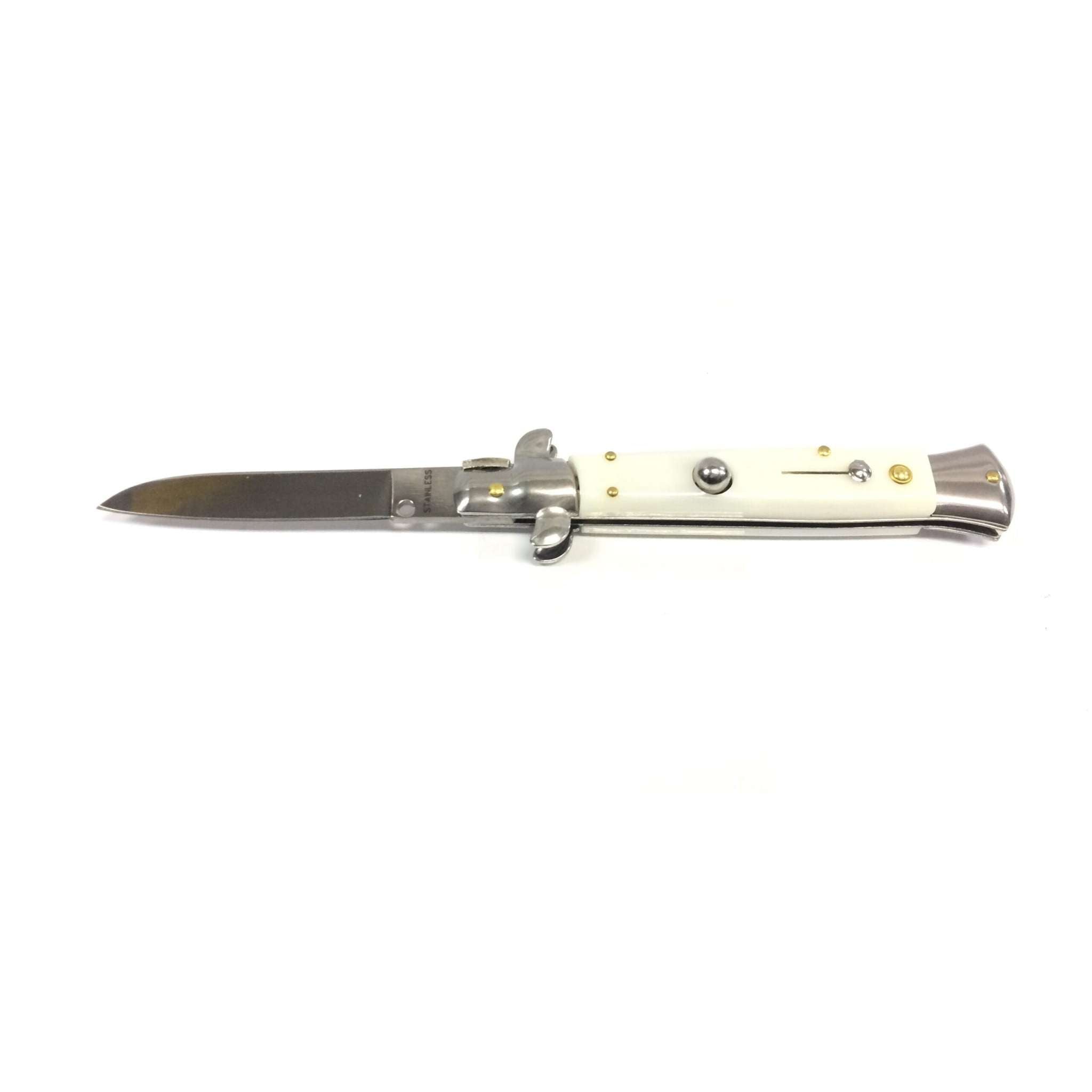 GUNMANSA Side Open Spring Flick Knife 6053 White