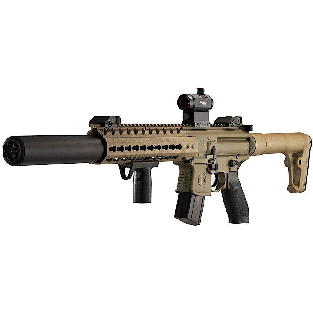 GUNMANSA Sig Sauer MCX FDE Gas Rifle (Semi Auto|Blowback|CO2|30|700 FPS|15J|4.5mm) W/Red Dot