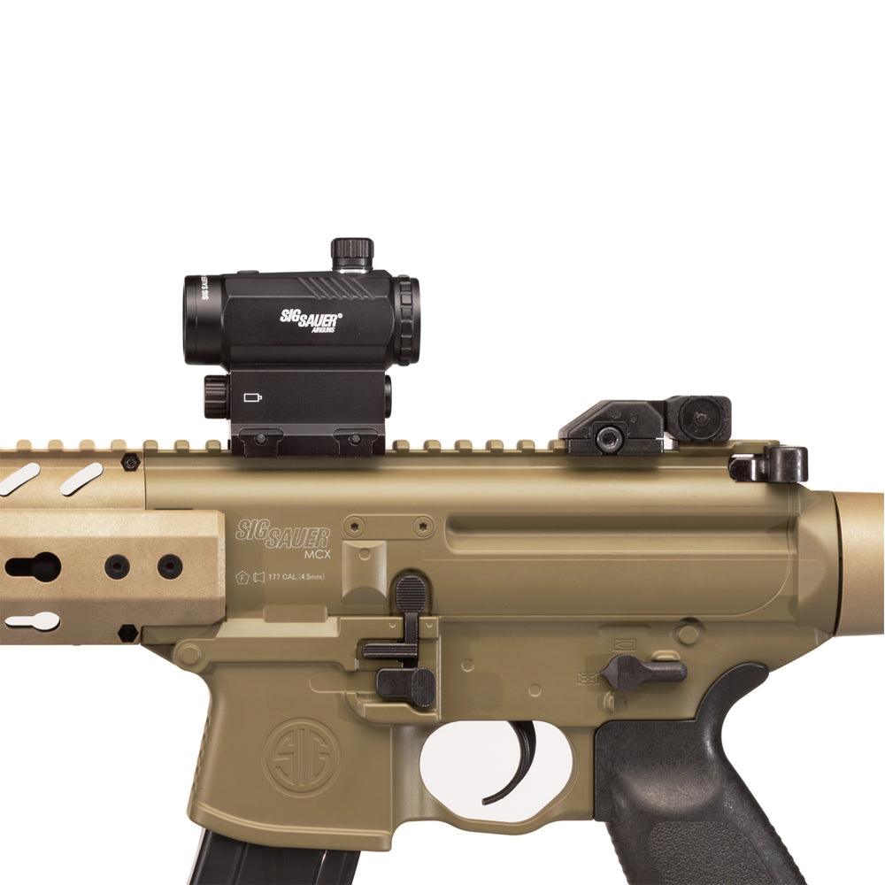 GUNMANSA Sig Sauer MCX FDE Gas Rifle (Semi Auto|Blowback|CO2|30|700 FPS|15J|4.5mm) W/Red Dot