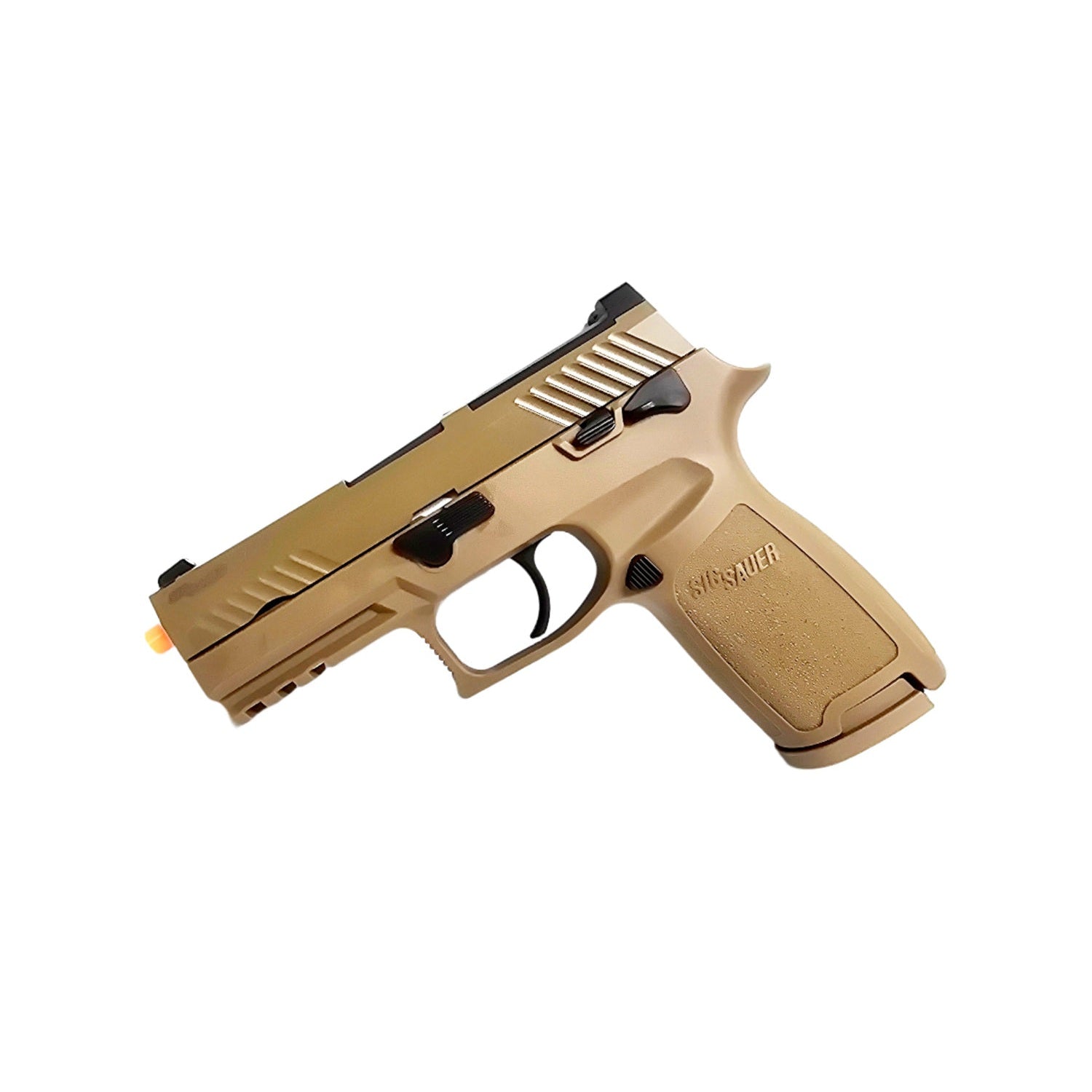 GUNMANSA Sig Sauer P320 FDE Gas Gun Combo (Semi Auto|Blowback|CO2|30|450 FPS|3.3J|4.5mm BB)