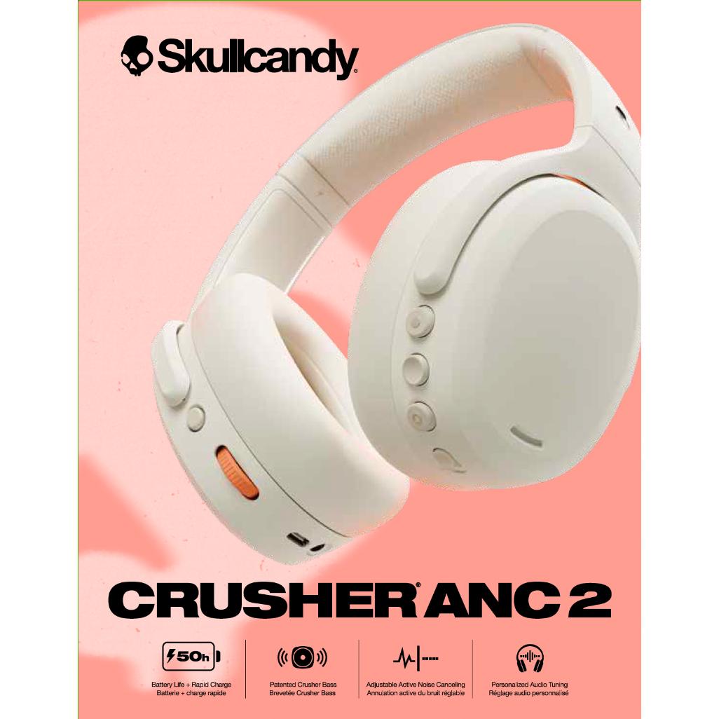 GUNMANSA Skullcandy Crusher® ANC 2 Sensory Bass Headphones With ANC - Bone/Orange