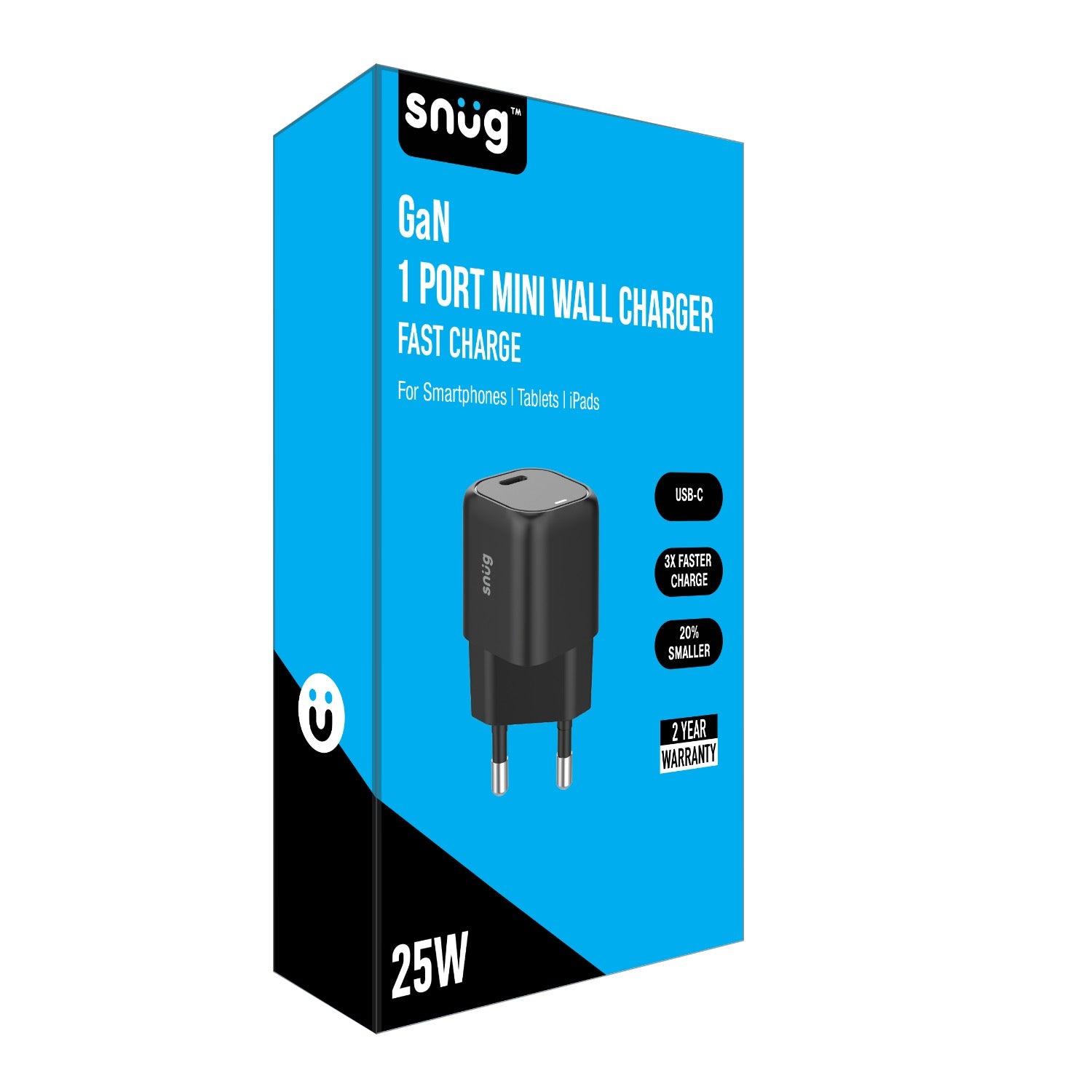 GUNMANSA Snug 1 Port Mini PD Home Charger - 25W - Black