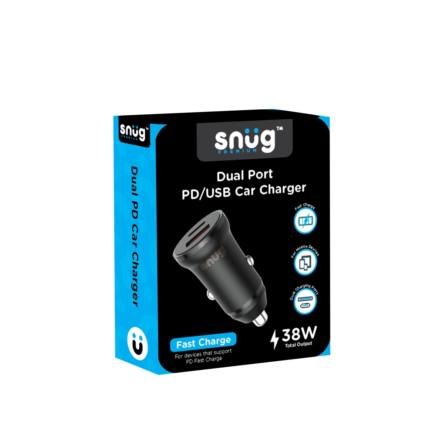 GUNMANSA Snug Car Juice PD/USB Car Charger - 38W