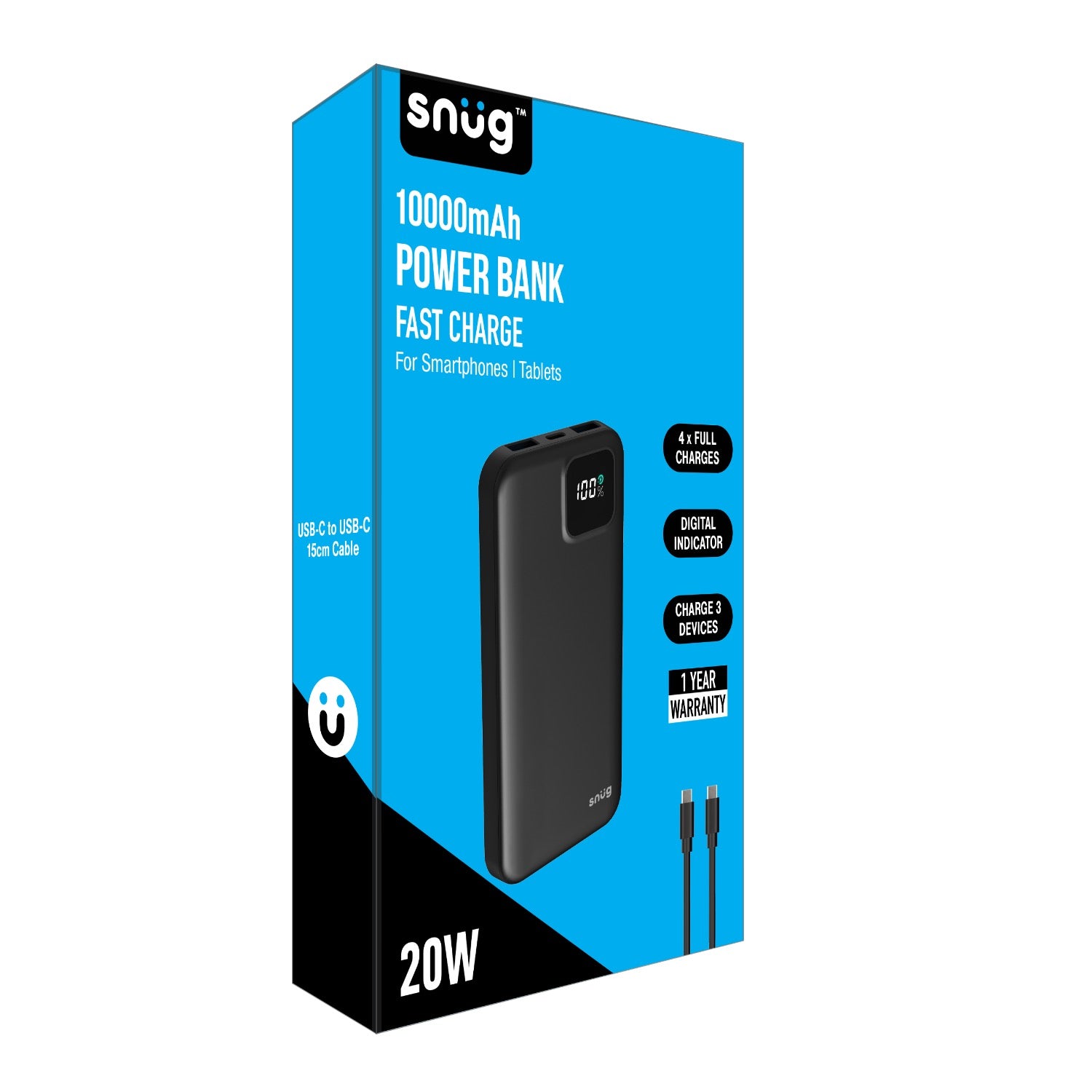 GUNMANSA Snug Square Digital PD Powerbank - 10000mAh
