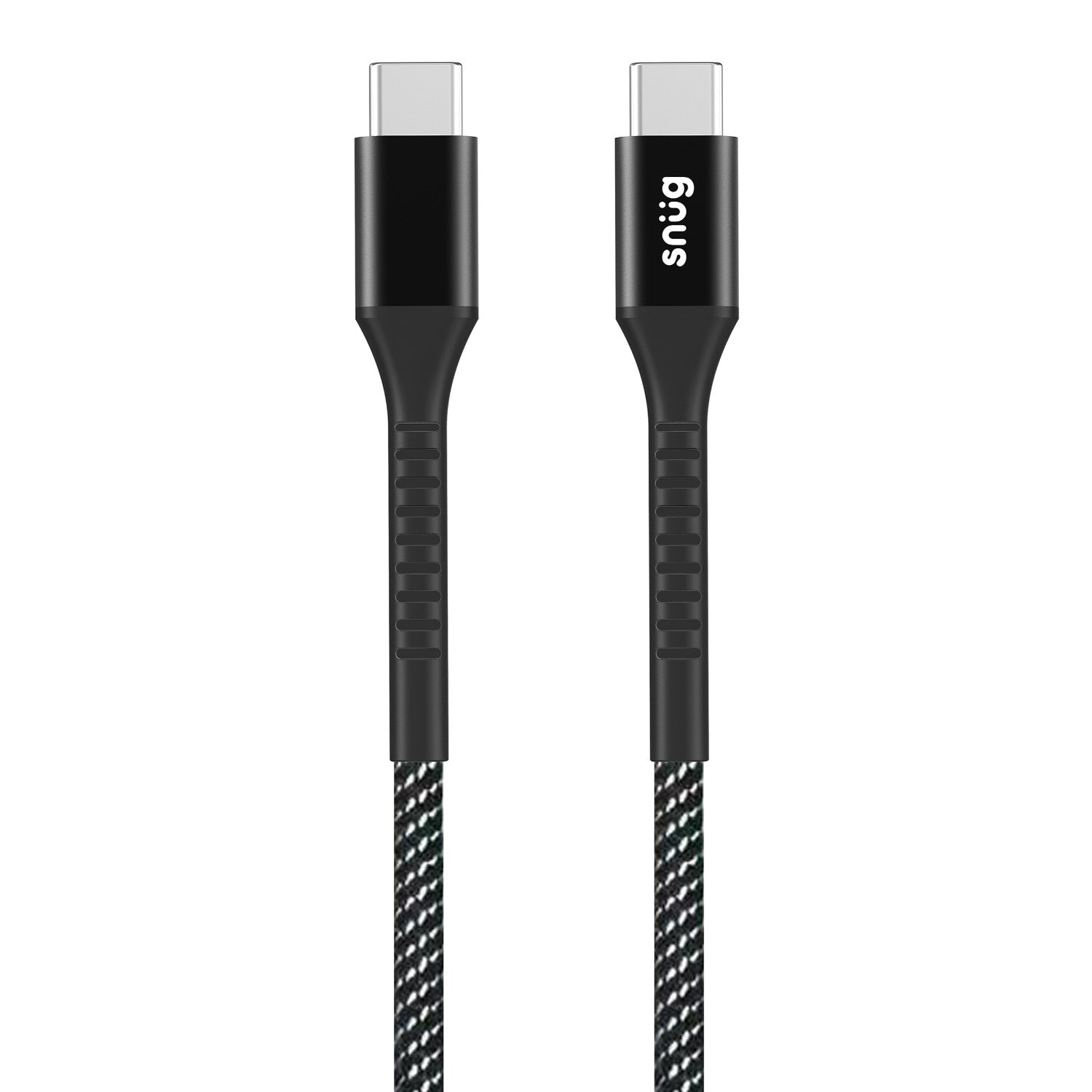 GUNMANSA Snug Type-C To Type-C Nylon Braided Cable 60W - 1.2 Metre - Black/Silver