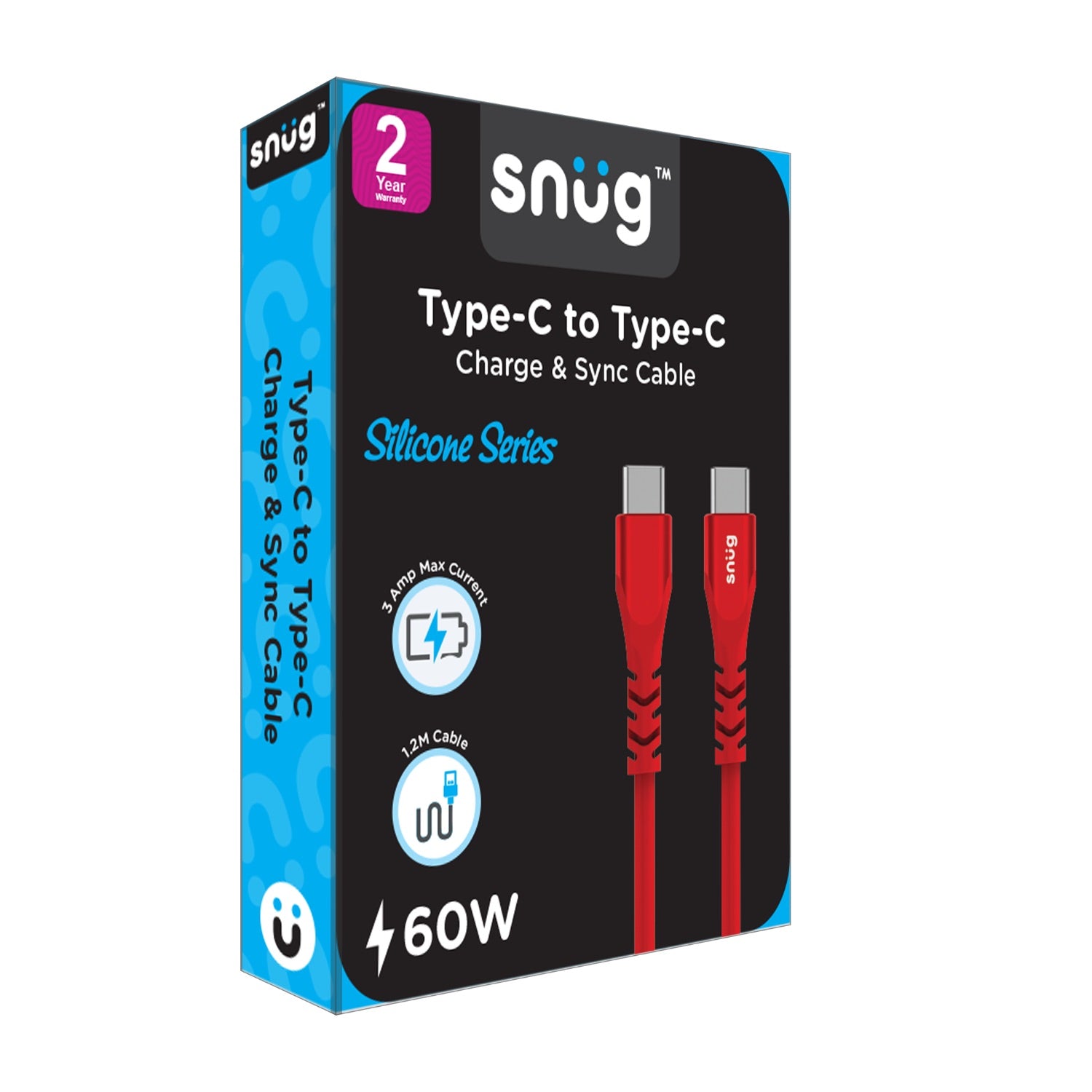 GUNMANSA Snug Type-C To Type-C Silicone Cable - 1.2 Metre