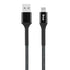 GUNMANSA Snug USB To MFI Lightning Nylon Braid Cable 12W - 1.2 Meter - Black/Silver