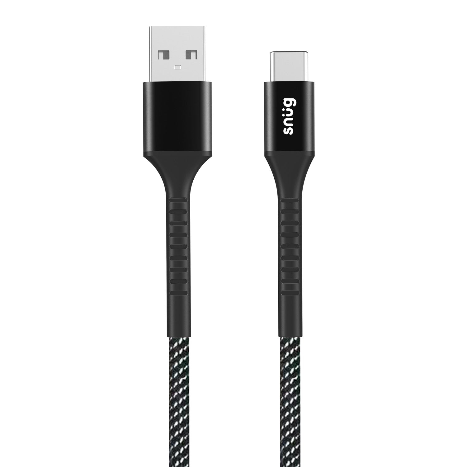 GUNMANSA Snug USB To Type-C Nylon Braided Cable 10W - 1.2 Metre - Black/Silver