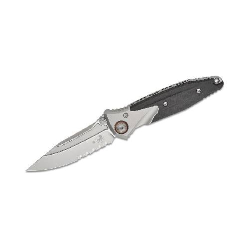 GUNMANSA SOCOM Bravo Mini SE Titanium Handle Bead Blast Part Serrated Blue Ti Pivot Collar Carbon Fiber Scales - 260M-8CFTI
