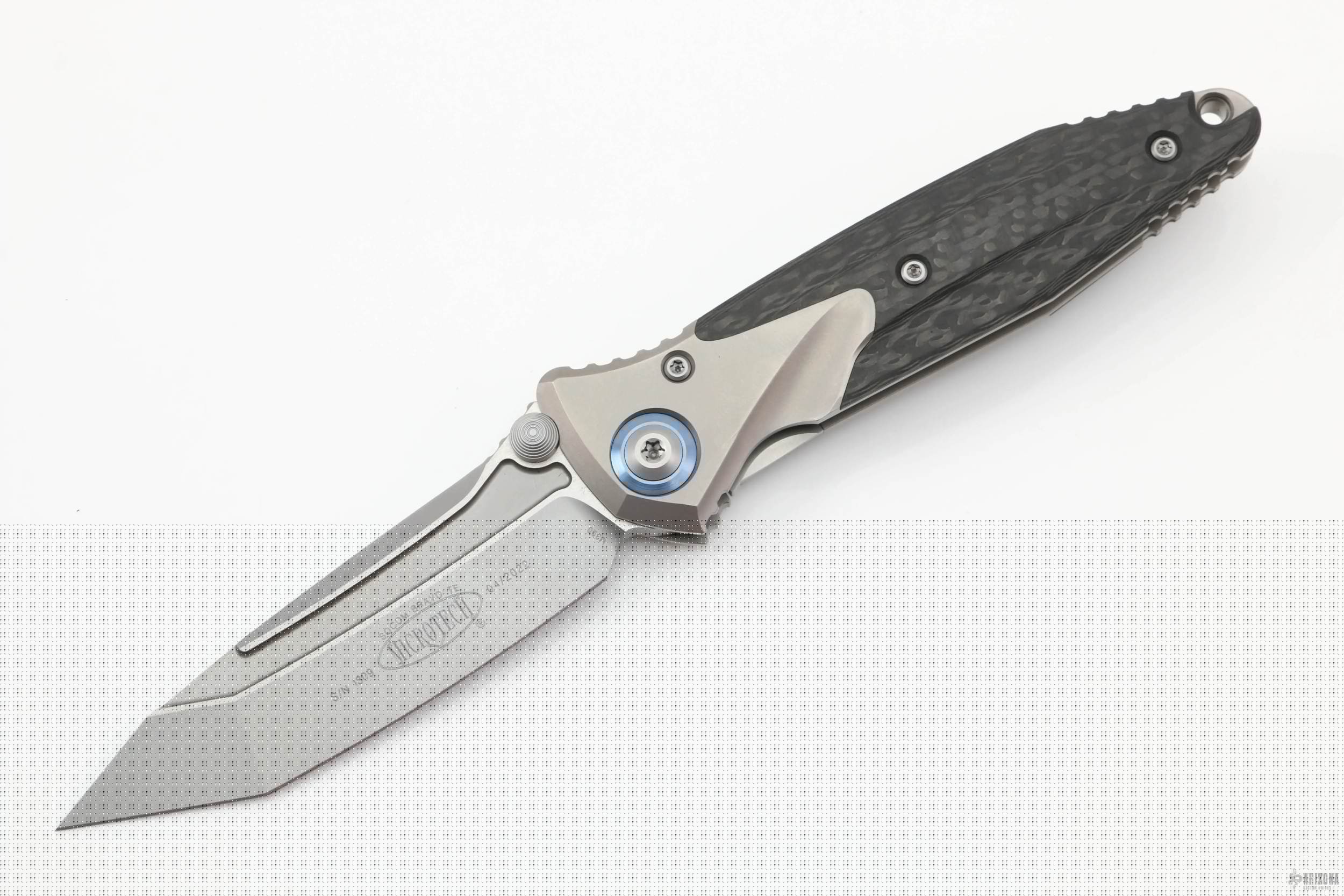 GUNMANSA SOCOM Bravo Mini TE Titanium Handle Bead Blast Standard Blue Ti Pivot Collar Carbon Fiber Knife 261M-7CFTI