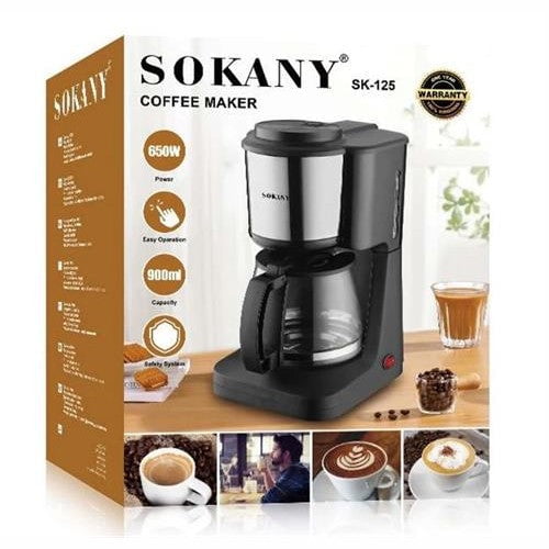 GUNMANSA Sokany 900ml Black and Silver Coffee Maker