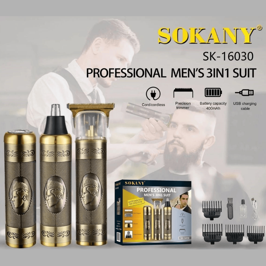 GUNMANSA Sokany Professional  3In1 Set T Blade Shaver Gold