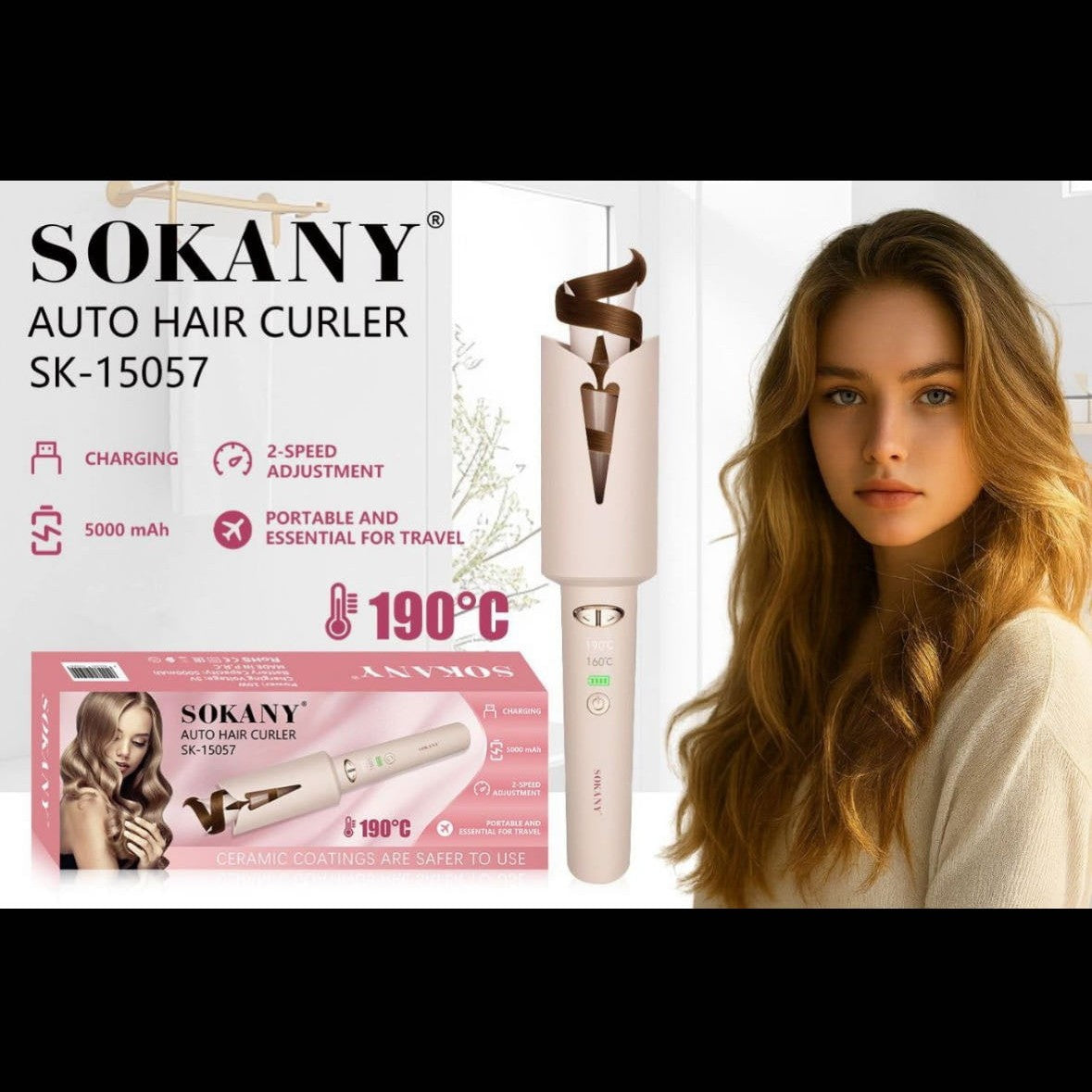 GUNMANSA Sokany Wireless Auto Hair Curler