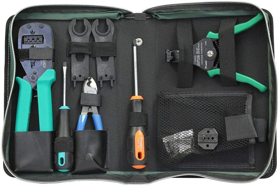 GUNMANSA Solar Install Cable & Connector Tool Kit (MC3 & MC4 Crimper and Spanners; Screw Drivers, Wire Stripper & Cable Cutter) Zipper Bag SOL-TOOLKIT