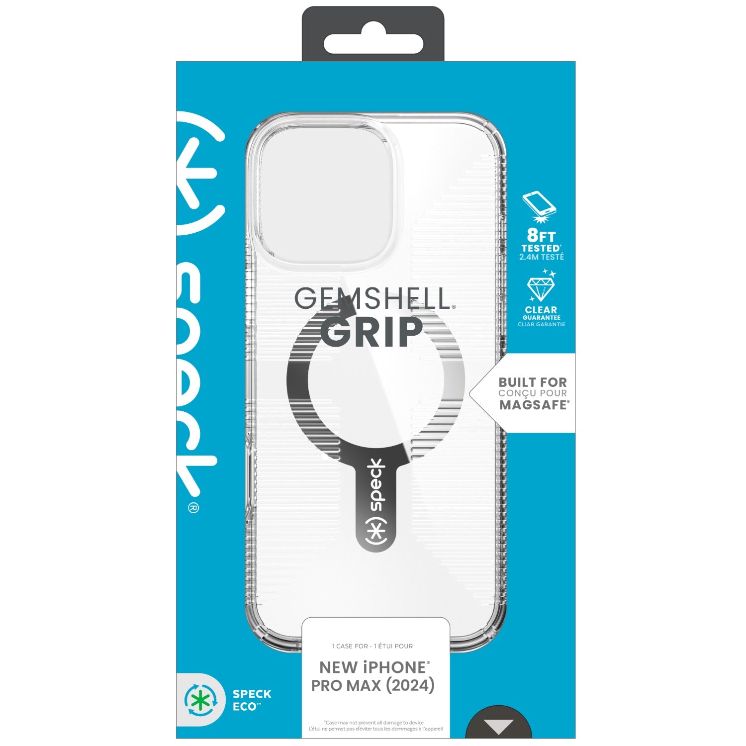 GUNMANSA Speck Gemshell Grip MagSafe Case - Apple iPhone 16 Pro Max - Clear & Chrome