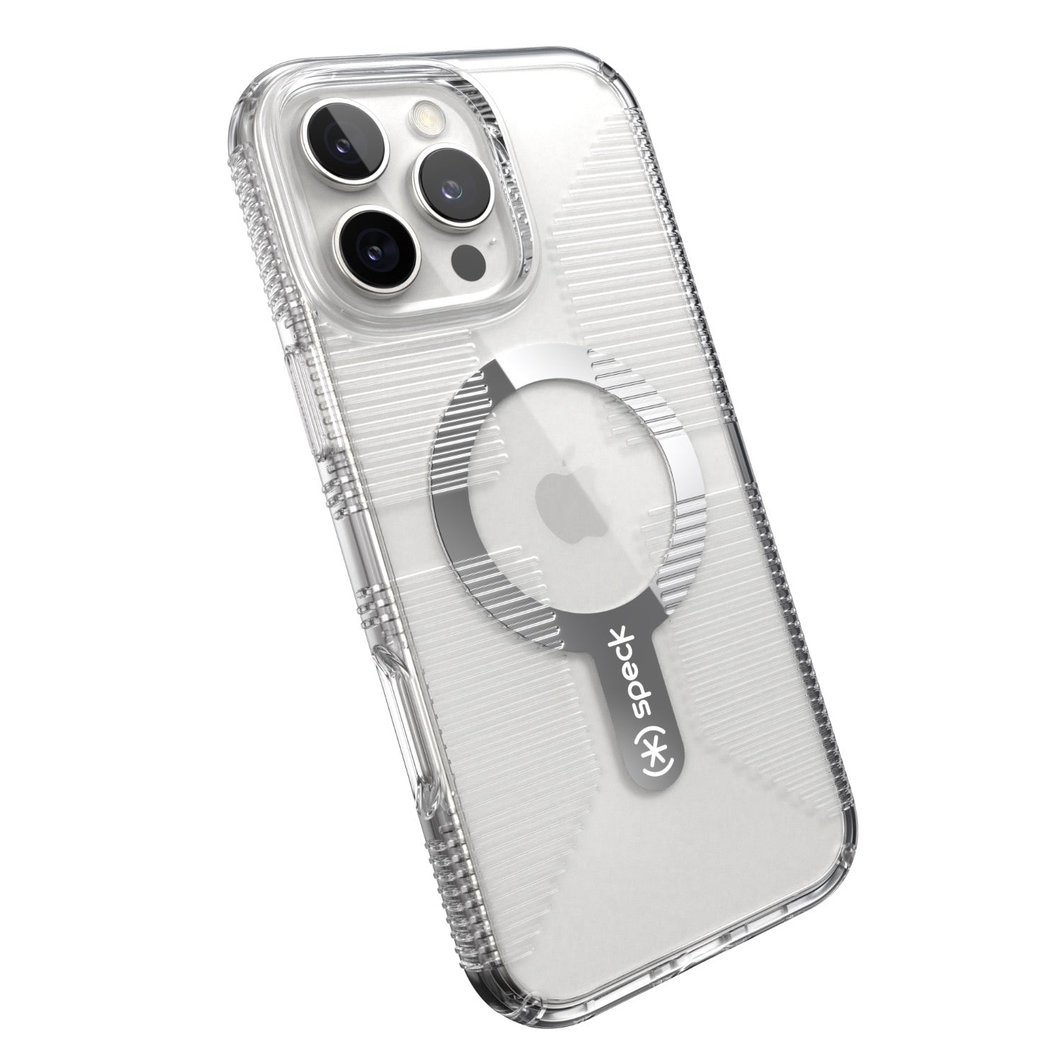 GUNMANSA Speck Gemshell Grip MagSafe Case - Apple iPhone 16 Pro Max - Clear & Chrome