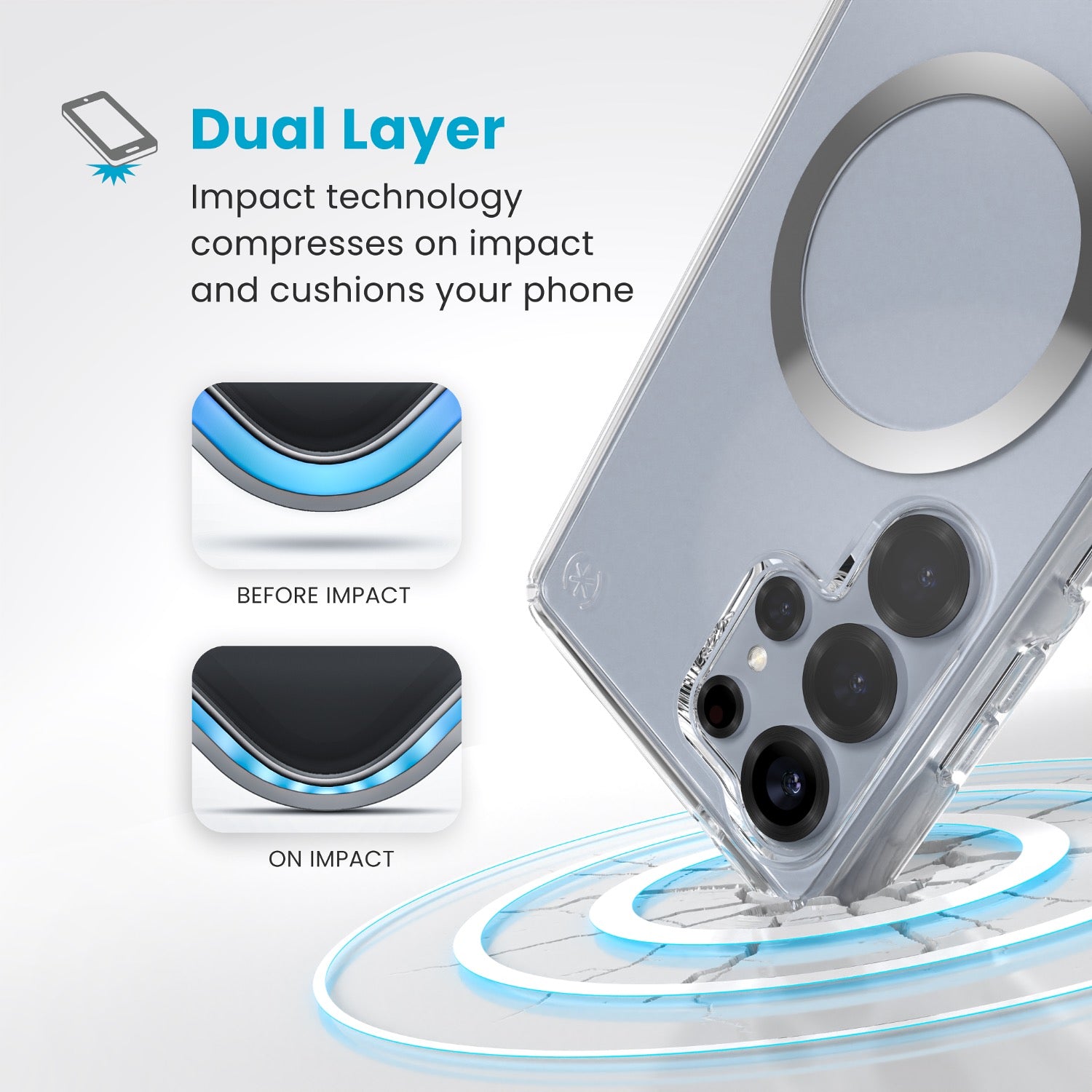 GUNMANSA Speck Presidio Perfect Clear Magnet Case - Samsung Galaxy S25 Ultra - Clear & Chrome