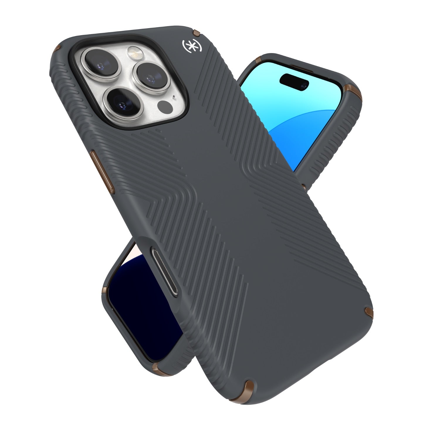 GUNMANSA Speck Presidio2 Grip Case - Apple iPhone 16 Pro - Charcoal Grey & Cool Bronze