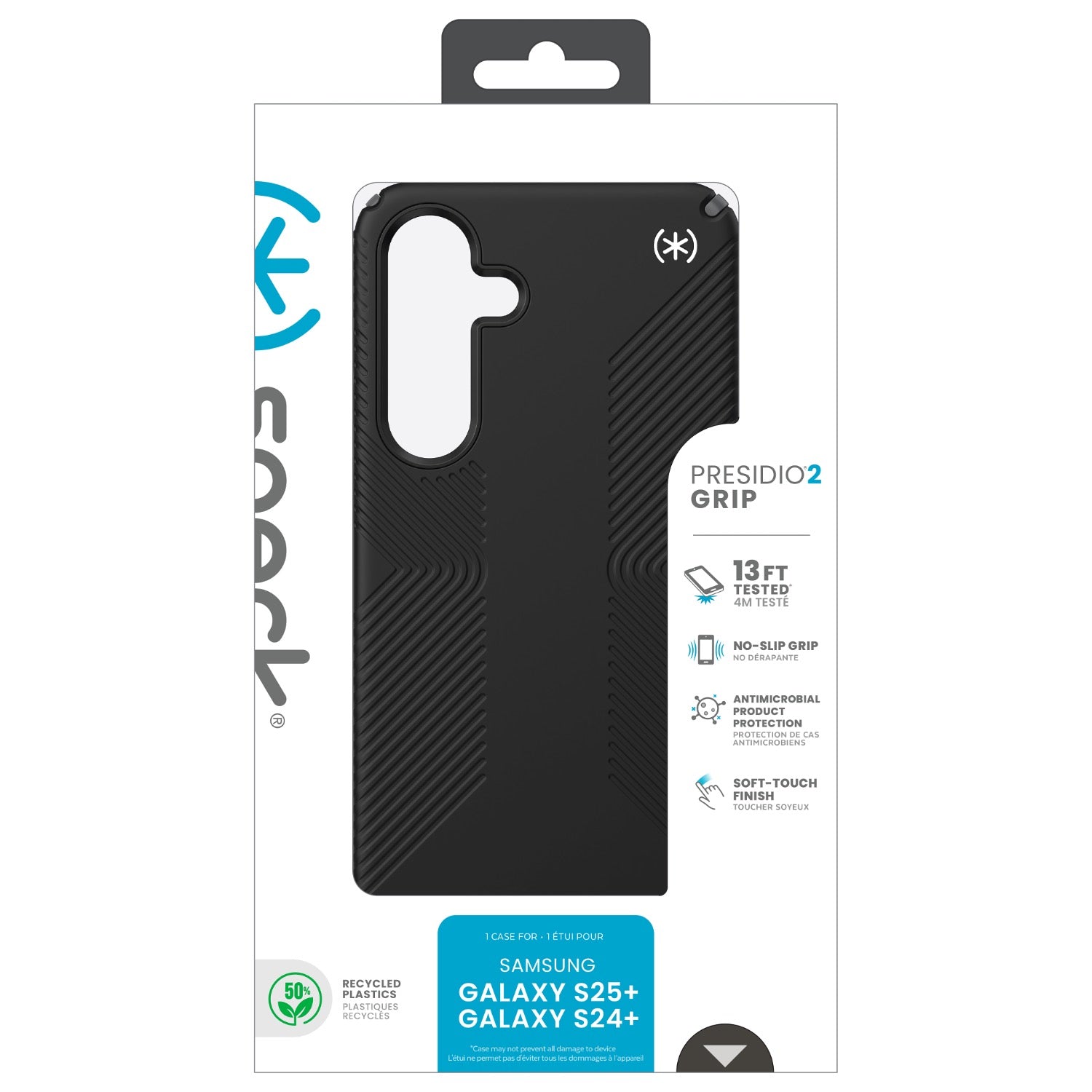 GUNMANSA Speck Presidio2 Grip Case - Samsung Galaxy S25+ - Black & Slate Grey