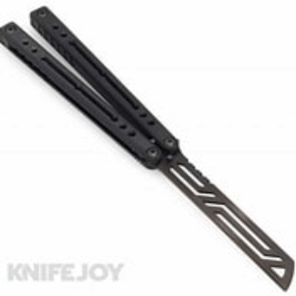 GUNMANSA SQUID INDUSTRIES NAUTILUS IWHITE INKED BLACK BUTTERFLY KNIFE