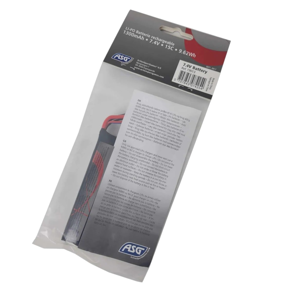 GUNMANSA Stock Tube Battery LiPo 7.4V 1300mAh 15C (19013)