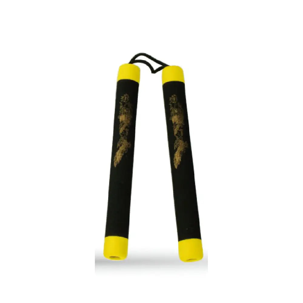 GUNMANSA String Foam Chaku Yellow/Black w/Dragon 12" - E126