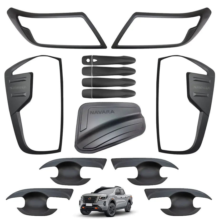 GUNMANSA Suitable To Fit - Nissan Navara (21-On) Matte Black Accessories Kit (17-Piece)
