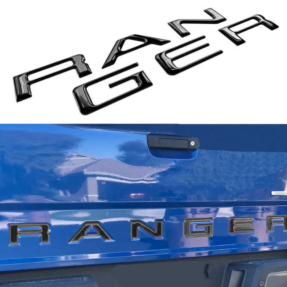 GUNMANSA Suitable To Fit - Ranger Next Gen 3D Raised Tailgate Lettering Badge Kit (Black)