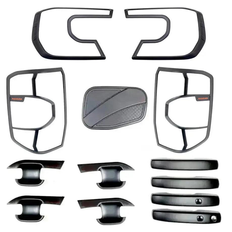 GUNMANSA Suitable To Fit - Ranger Next Gen Wildtrak (22-On) 13-Piece Matte Black Accessory Trim Kit