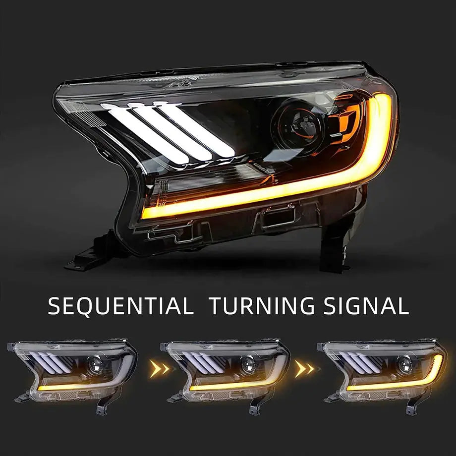 GUNMANSA Suitable To Fit - Ranger T7 / T8 (16-22) Mustang Style DRL LED Projector Headlight