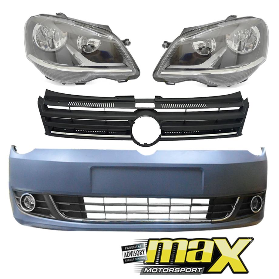 GUNMANSA Suitable To Fit - VW Polo Vivo (10-19) Silverline Plastic Upgrade Front Bumper With Headlight & Fogs