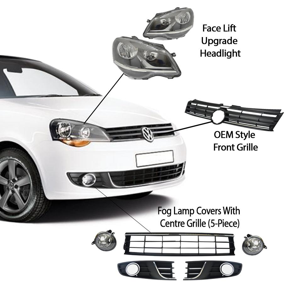 GUNMANSA Suitable To Fit - VW Polo Vivo (10-19) Silverline Plastic Upgrade Front Bumper With Headlight & Fogs
