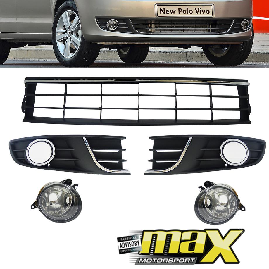 GUNMANSA Suitable To Fit - VW Polo Vivo (14-19) Silverline Fog Lamp Covers With Centre Grille (5-Piece)