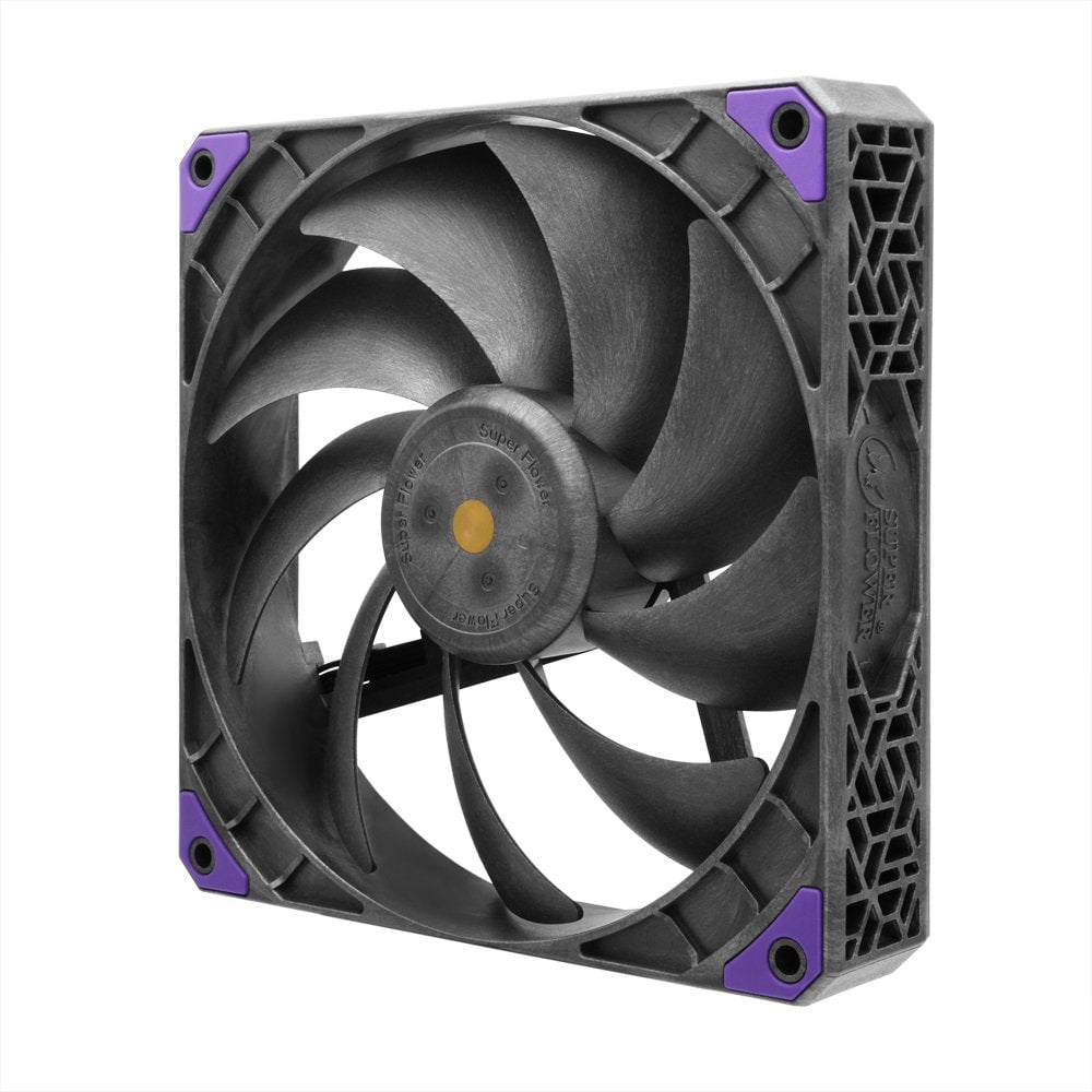 GUNMANSA Super Flower MEGACOOL 140mm fan, Triple-Pack, 12-pole motor, PWM, Purple Anti-Vibration Mounting Pads, Computer Case Fan, Remote Control, SF-PF141-BK_3P, 30mm depth