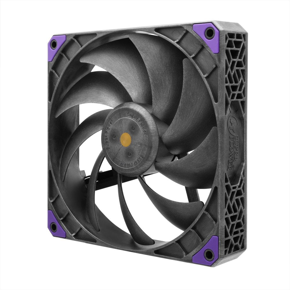 GUNMANSA Super Flower MEGACOOL 140mm fan, Triple-Pack, 12-pole motor, PWM, Purple Anti-Vibration Mounting Pads, Computer Case Fan, Remote Control, SF-PF141-BK_3P, 30mm depth