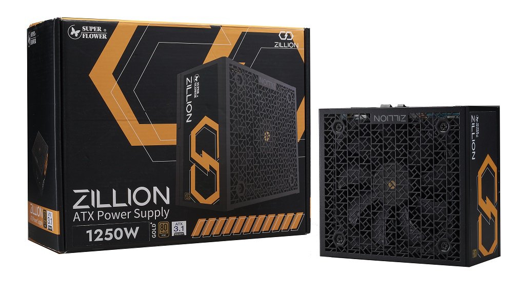 GUNMANSA Super Flower Zillion FG 1250W 80+ Gold, Full Modular, ATX 3.1 / PCIe 5.0, W/12V-2x6 Cable (2x8pin - 16pin native cables), Power Supply, FDB Fan, SF-1250Z12FG, Black version