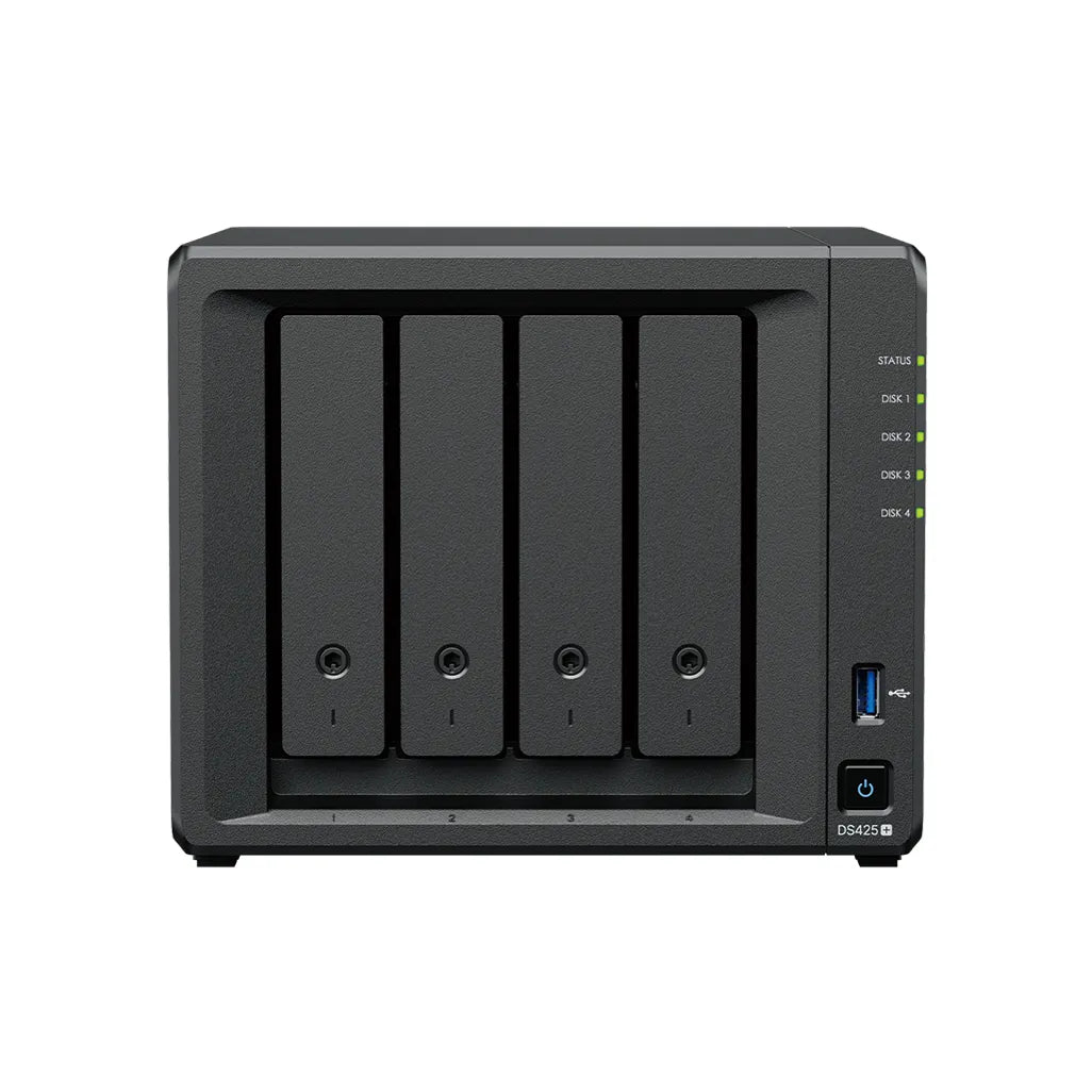 GUNMANSA Synology DiskStation DS425+ 4 Bay - Intel Celeron J4125 4C CPU 2 GB soldered DDR4 non-ECC (1 memory slot upgradeable to 6GB)