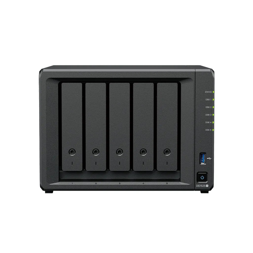 GUNMANSA Synology DS1525+ 5 Bay NAS (Espandable to 15 bay) AMD Ryzen V1500B 4C CPU 8 GB DDR4 ECC SODIMM (2 DIMM Slots)