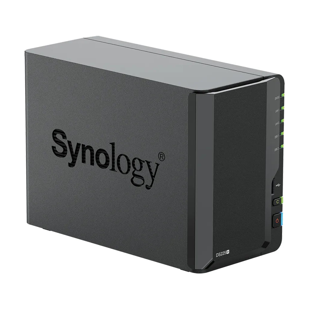 GUNMANSA Synology DS225+ 2 Bay Desktop NAS Intel Celeron J4125 4C 2GB soldered DDR4 non-ECC (one open RAM slot; max 6GB RAM)