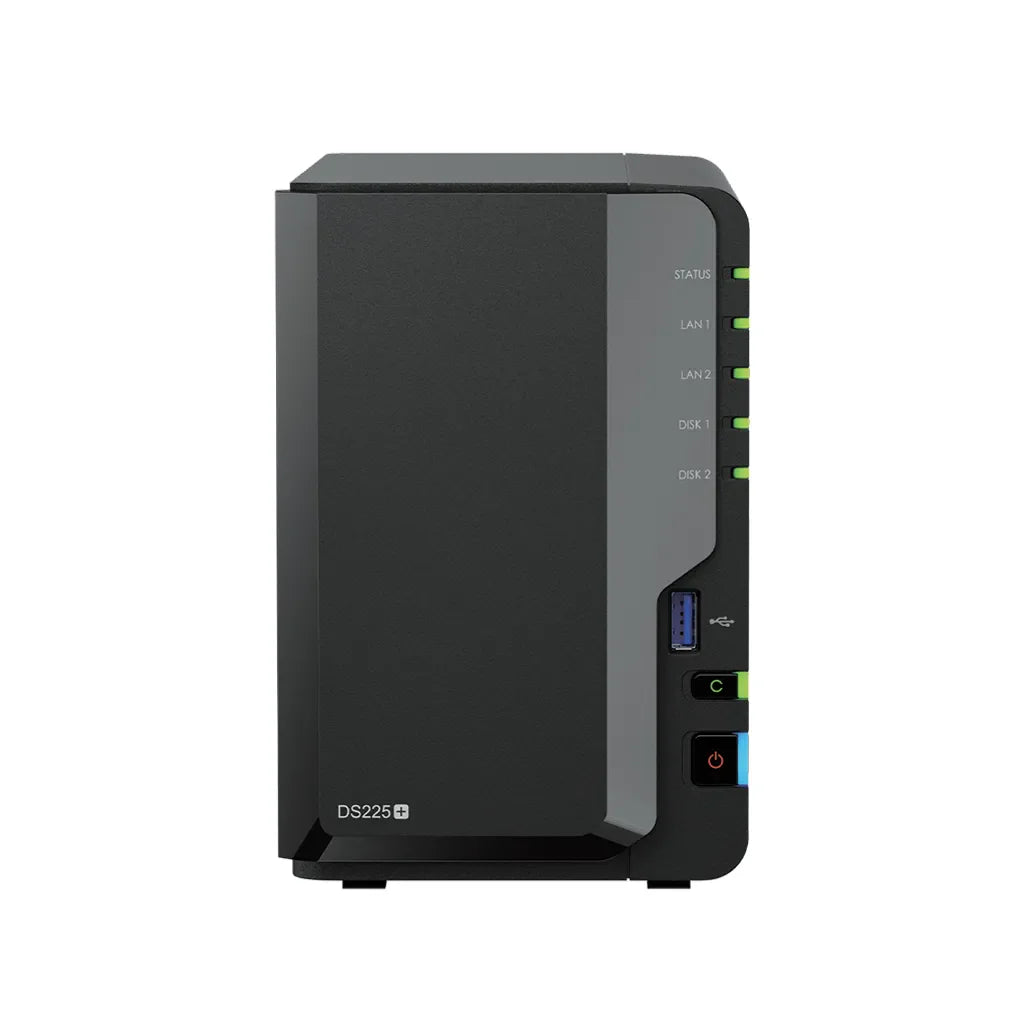 GUNMANSA Synology DS225+ 2 Bay Desktop NAS Intel Celeron J4125 4C 2GB soldered DDR4 non-ECC (one open RAM slot; max 6GB RAM)